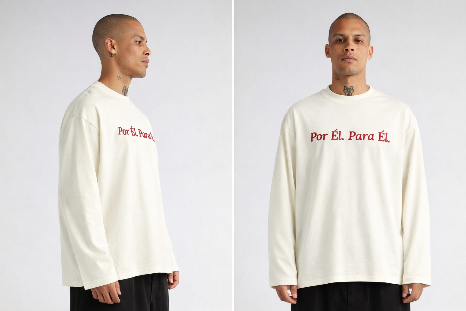Oversized Embroidered Long Sleeve Tee: Por Él. Para Él.